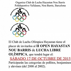 Club Gladiador participara en el Torneo Internacional - Open Hayastan Nou Barris