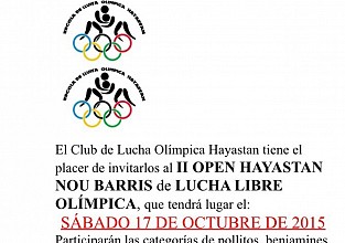 Club Gladiador  va a participar en el Torneo Internacional - Open Hayastan Nou Barris
